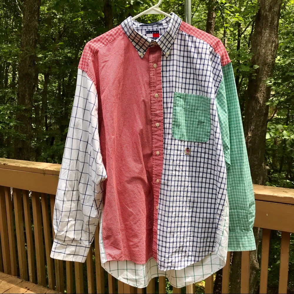 Rare Vintage Tommy Hilfiger Patchwork Button-Down Shirt